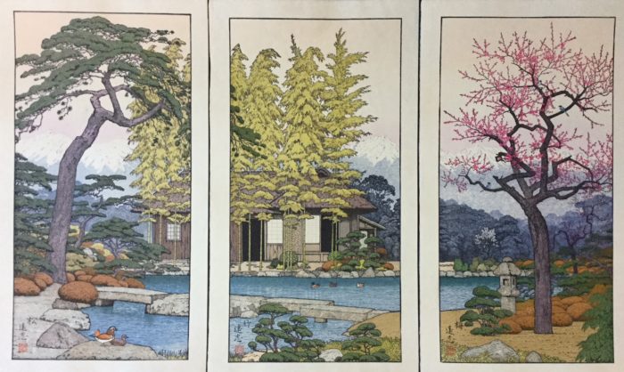 The Friendly Garden Triptych - Pine, Bamboo and Plum